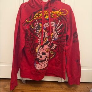 Ed Hardy Red Skull Graphic Hoodie